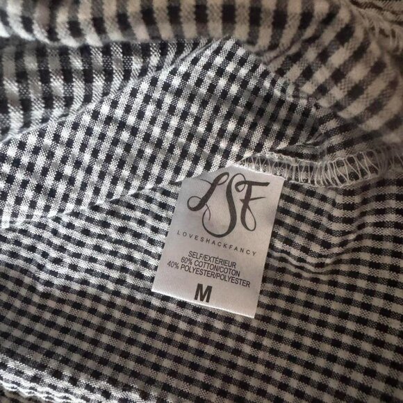 LoveShackFancy NWT Lacey Black/White Gingham Dress Size M - Picture 4 of 5